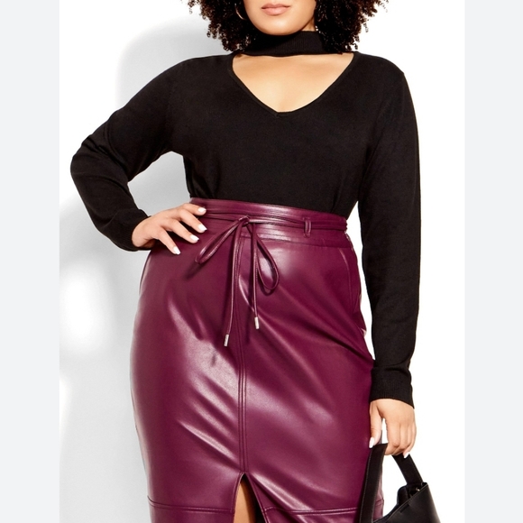 City Chic Mock Neck Collar Long Sleeve Stretch Knit Tunic Sweater Black 14 NWT - Picture 10 of 10